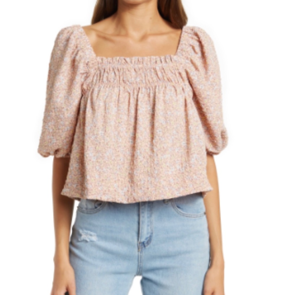 Sophie Rue Floral Blouse With Puffy Sleeves size medium